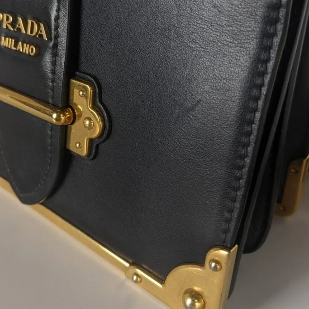 Prada Cahier Medium Black Leather Cross Body Bag - Picture 8 of 10